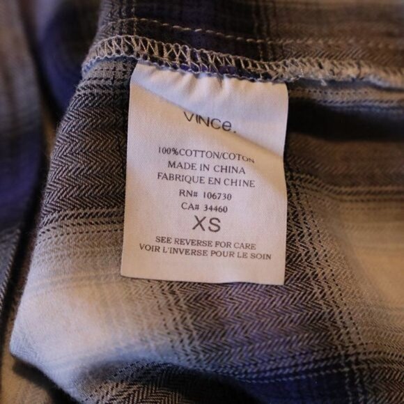 Vince Blue Plaid Button Down Tunic Shirt Sz XS - Picture 9 of 10